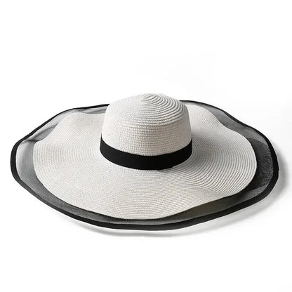 Foldable Wide Brim Straw Bucket Sun Hat