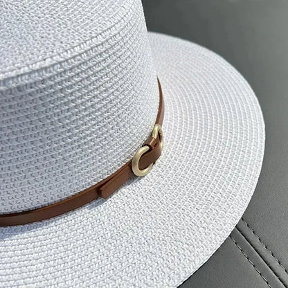 Bowknot Flat Brim Straw Panama Sun Hat