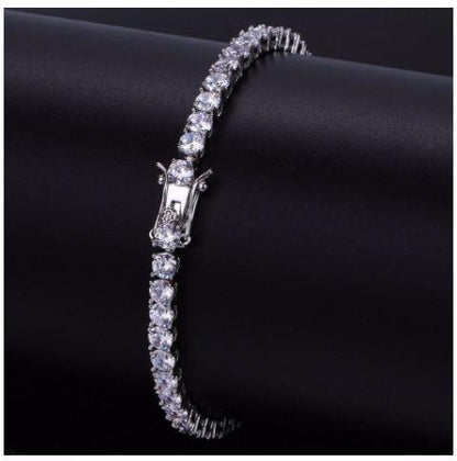 Silver 12MM Cuban & Tennis Chain Bundle Set (4 Pieces)