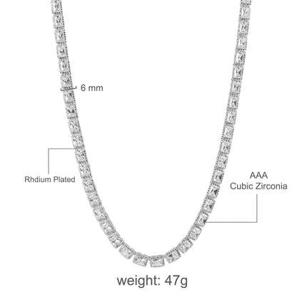 6MM Square CZ Tennis Chain | Gold & Silver Plated | 20"-22"
