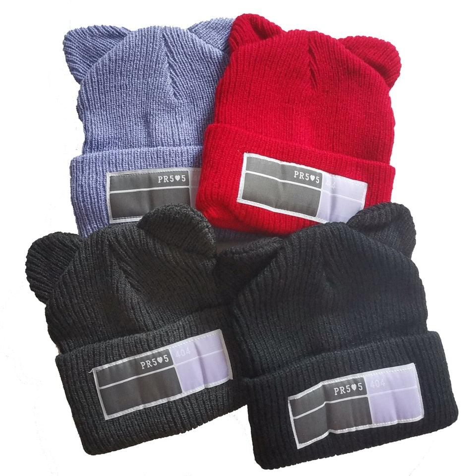 Double Pompom Knit Beanie Hat for Women