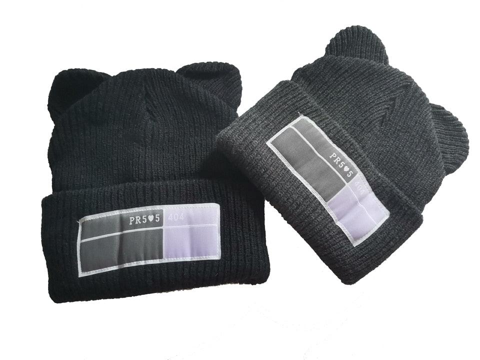 Double Pompom Knit Beanie Hat for Women