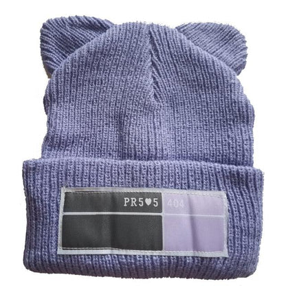 Double Pompom Knit Beanie Hat for Women