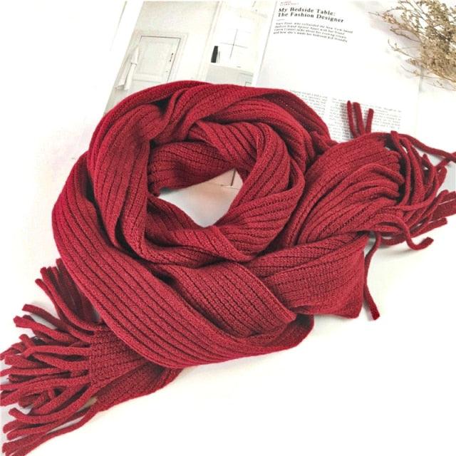 Wool Tassel Striped Shawl Scarf