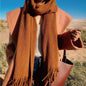 Wool Tassel Striped Shawl Scarf