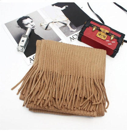 Wool Tassel Striped Shawl Scarf