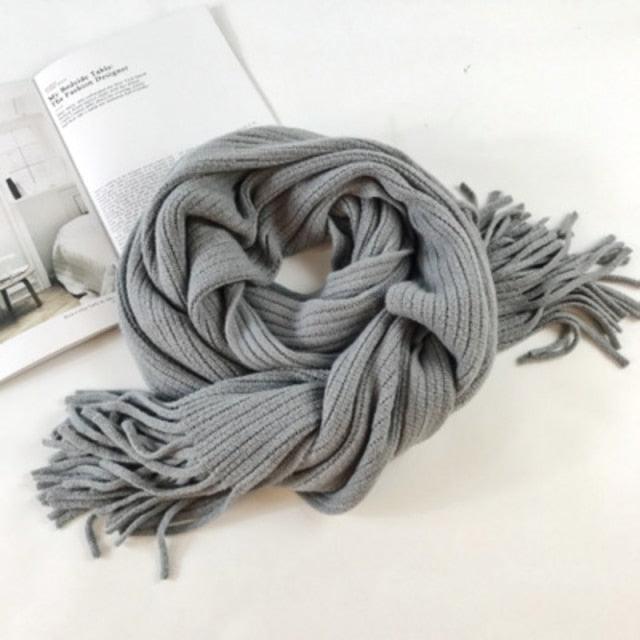 Wool Tassel Striped Shawl Scarf