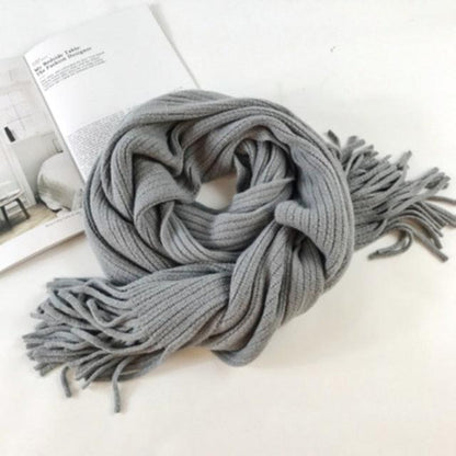 Wool Tassel Striped Shawl Scarf
