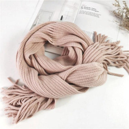 Wool Tassel Striped Shawl Scarf